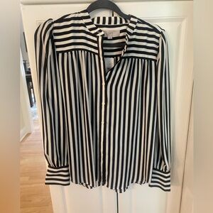 Long sleeve striped button down shirt from the Loft, size S,  new with tags